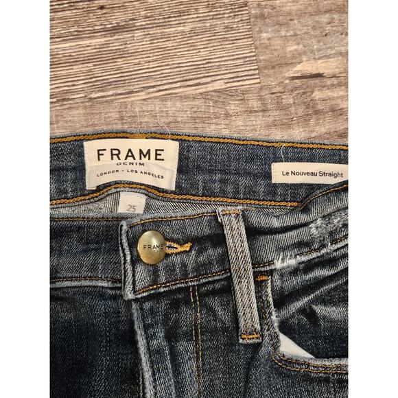 Frame Sz 25 Le Nouveau Straight Cropped Front Slit Released Hem Sheffield jeans - Picture 6 of 6